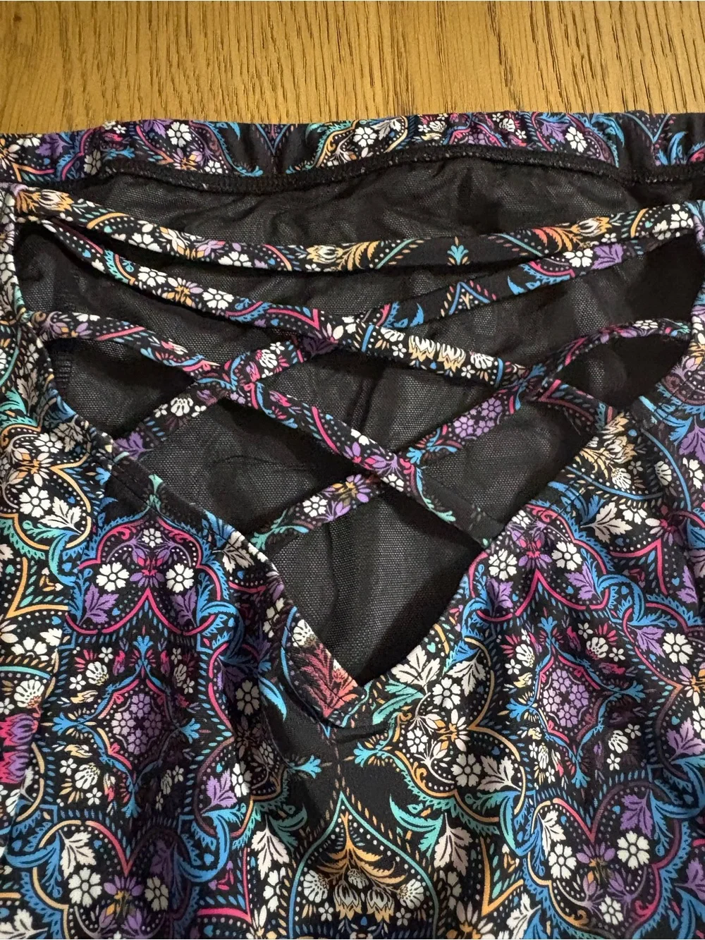 torrid High-Waist Bikini Bottom in Black with Purple & Blue Mosaic Print